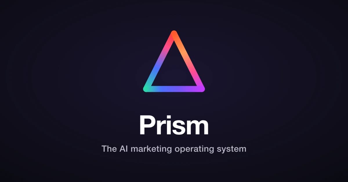 Prism AI’s multicoloured prism logo — the AI marketing operating system
