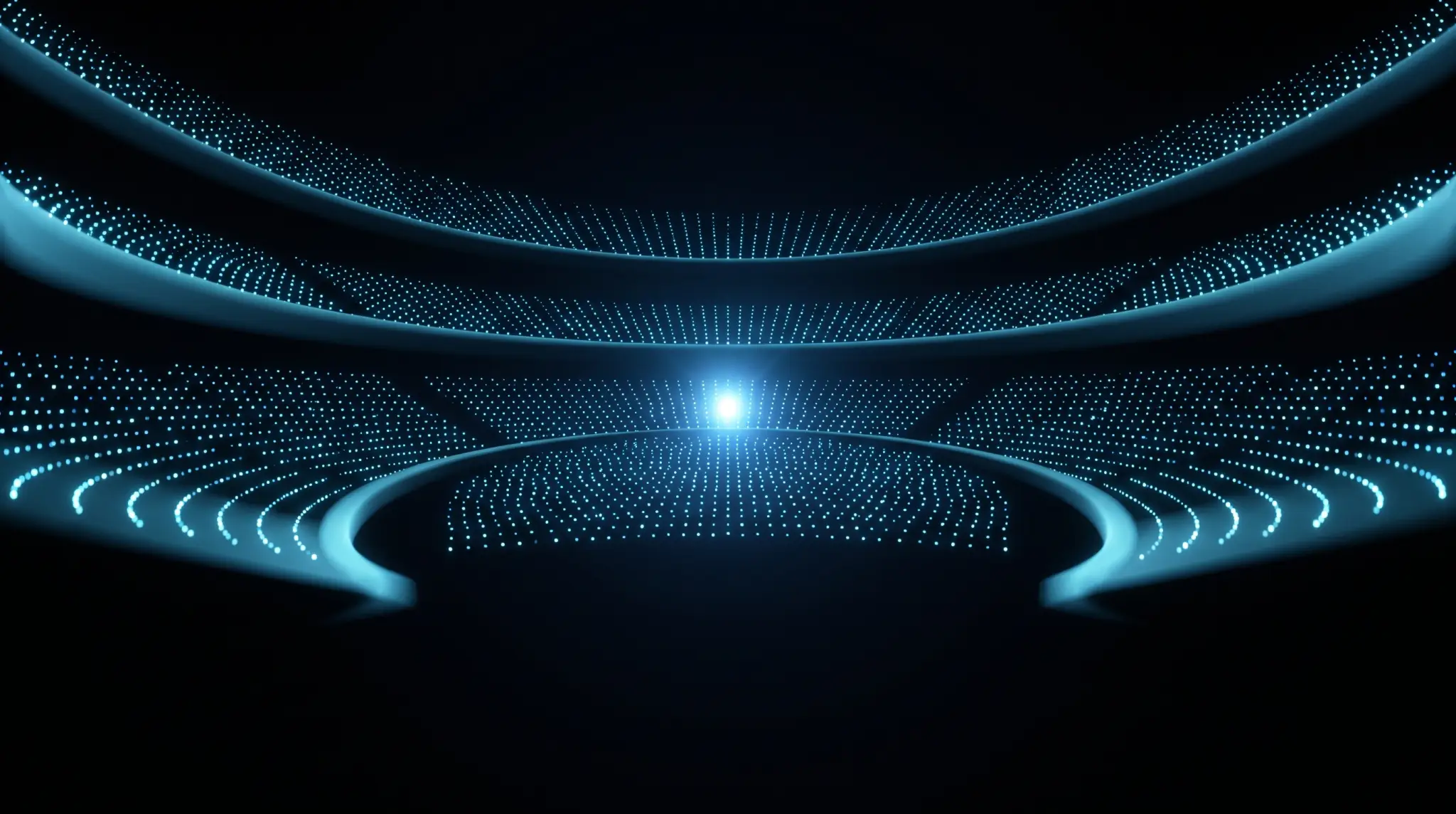 Auditorium of light points facing one bright node