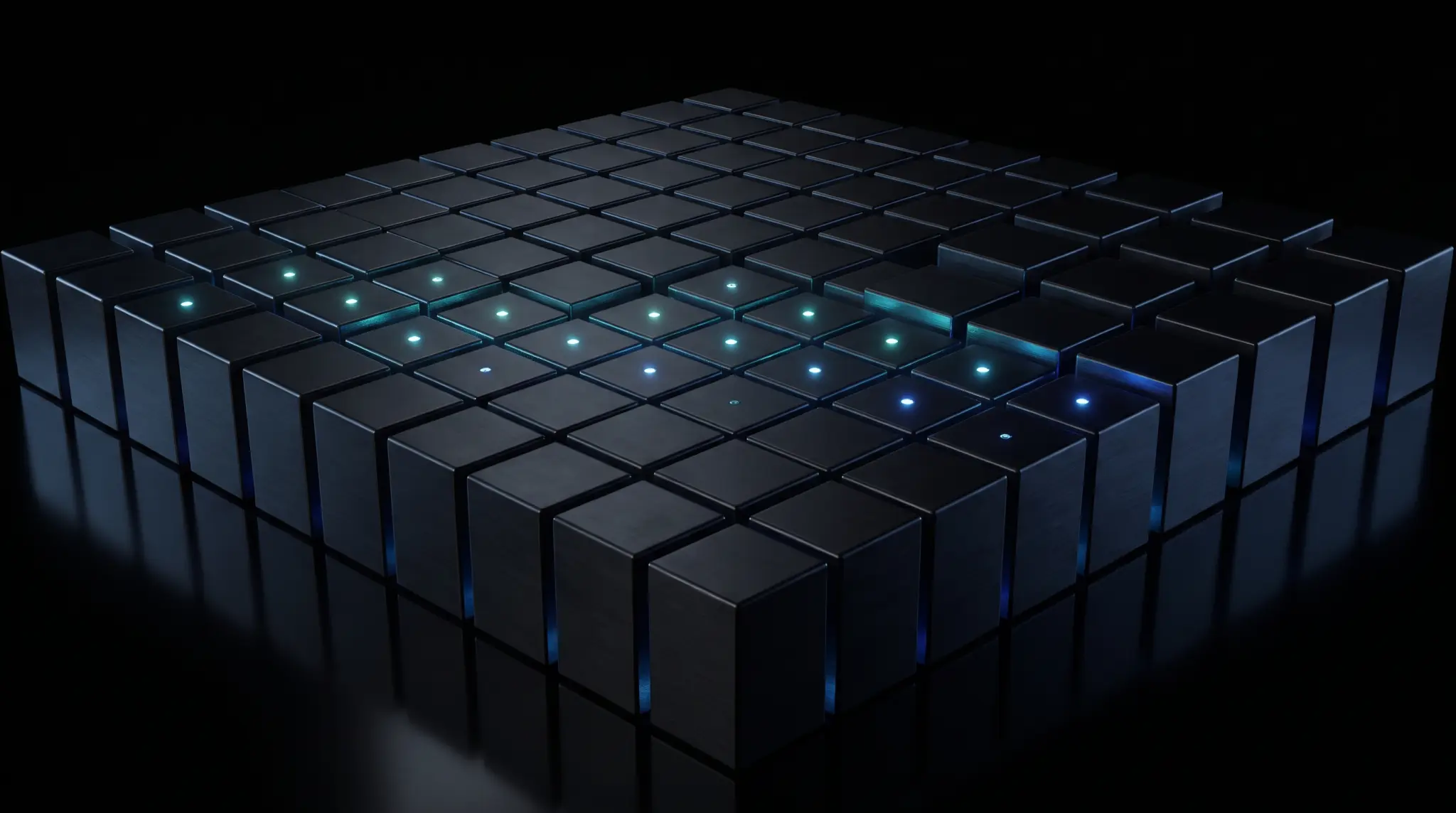 Grid of small lights igniting in sequence