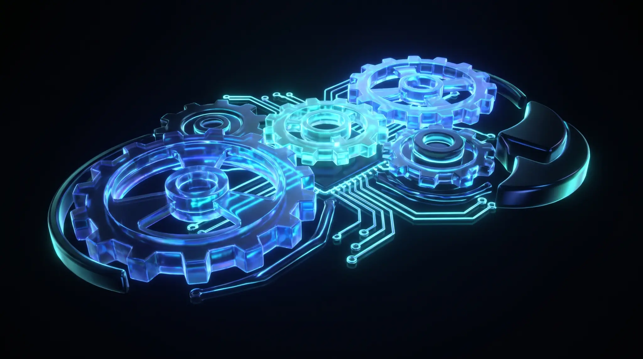 Gears of light assembling into a circuit